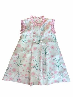 Girls Pink Floral Ruffle Dress